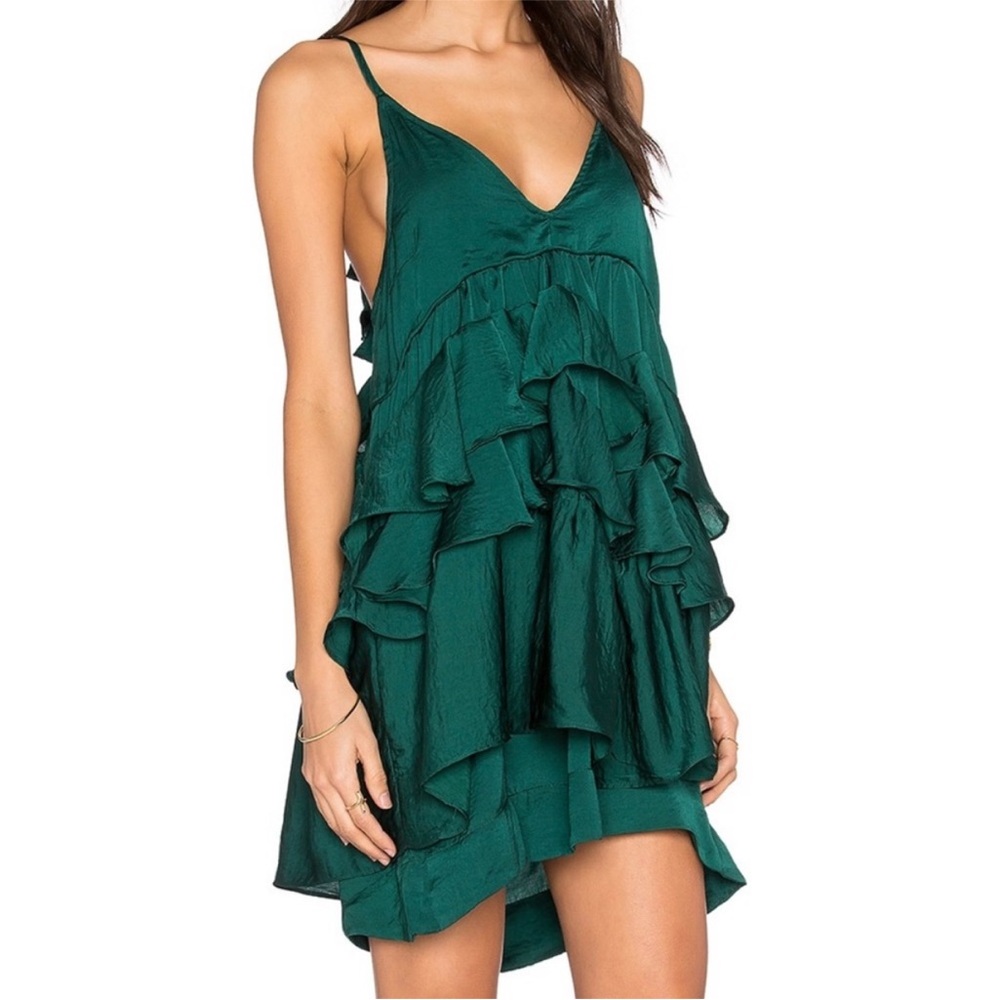 REVOLVE Emerald Green Ruffle Dress